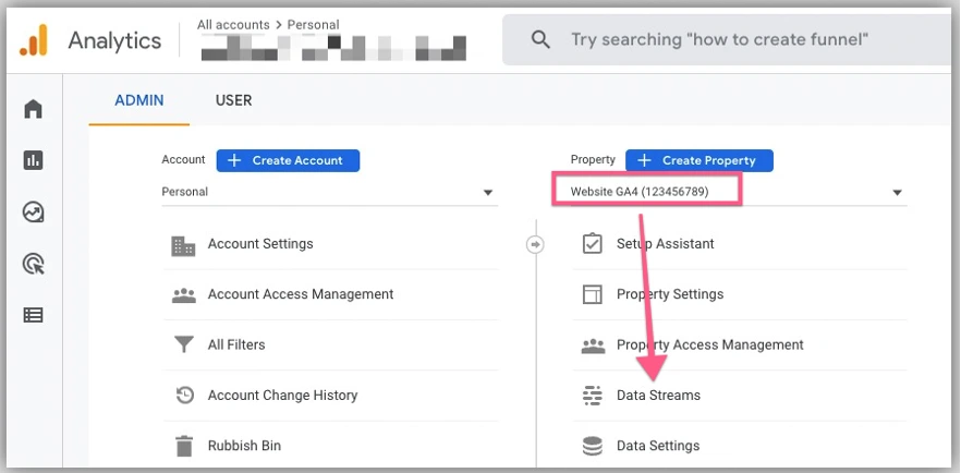 Panel de control de Google Analytics, Data Streams